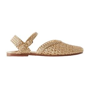 Zara Kids Woven Metallic Gold Slingback Mules